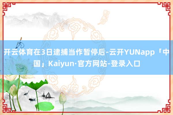 开云体育　　在3日逮捕当作暂停后-云开YUNapp「中国」Kaiyun·官方网站-登录入口