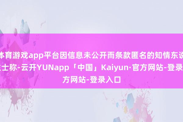 体育游戏app平台因信息未公开而条款匿名的知情东说念主士称-云开YUNapp「中国」Kaiyun·官方网站-登录入口